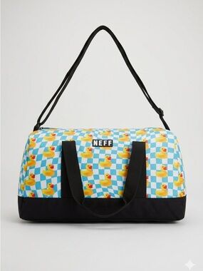 New Neff structure checkered duffel bag with rubber duck print
